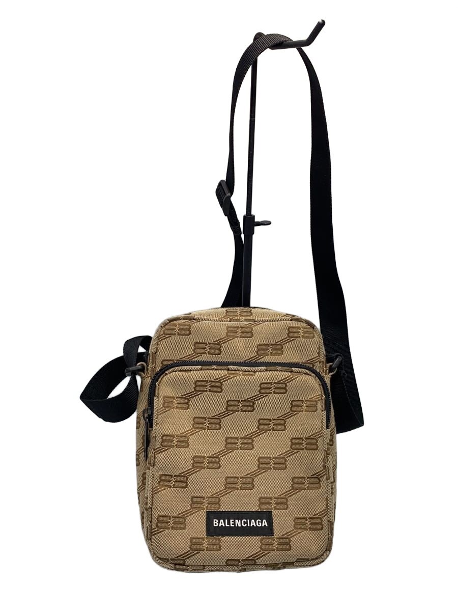 【中古】BALENCIAGA◆ショルダーバッグ/帆布/BRW/モノグラム/総柄/767909・2755・0・002123//【御徒面子】