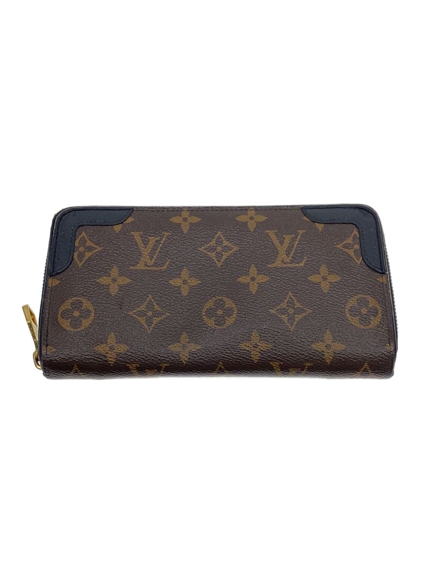 【中古】LOUIS VUITTON◆ジッピー・ウォレット・レティーロ_モノグラム・帆布_ノワール/PVC/BRW/レディース/角擦れ【服飾雑貨他】