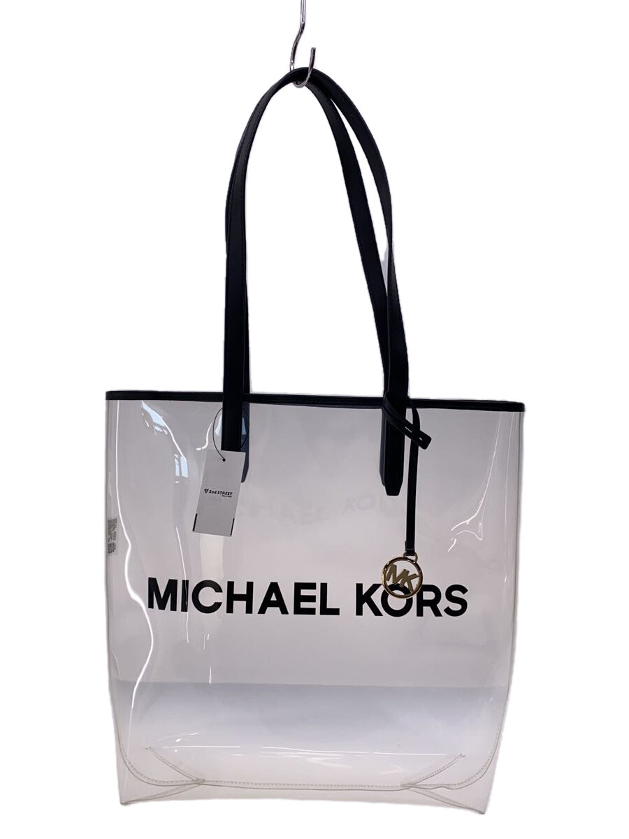【中古】MICHAEL KORS◆トートバッグ/WHT/35S4G01T3P/The Michael Large Clear Vinyl Tot//【御徒面子】