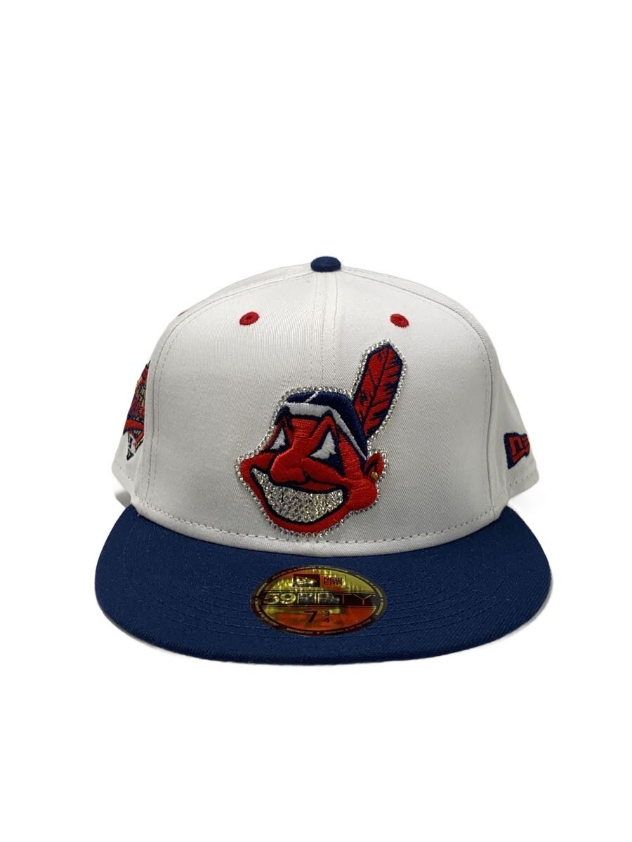 【中古】NEW ERA◆CLEVELAND INDIANS CAP/旗がしら/7 3/4/白いこと【服飾雑貨他】