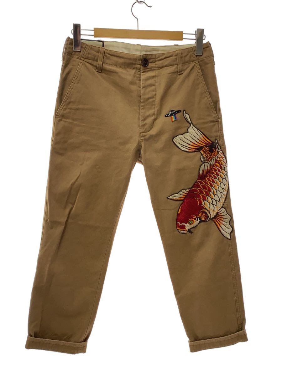 【中古】GUCCI◆19SS/フィッシュアップリケパンツ/鯉/名取り草飛球/下つ方/30/綿織物/赤銅色/475265【メンズウェア】