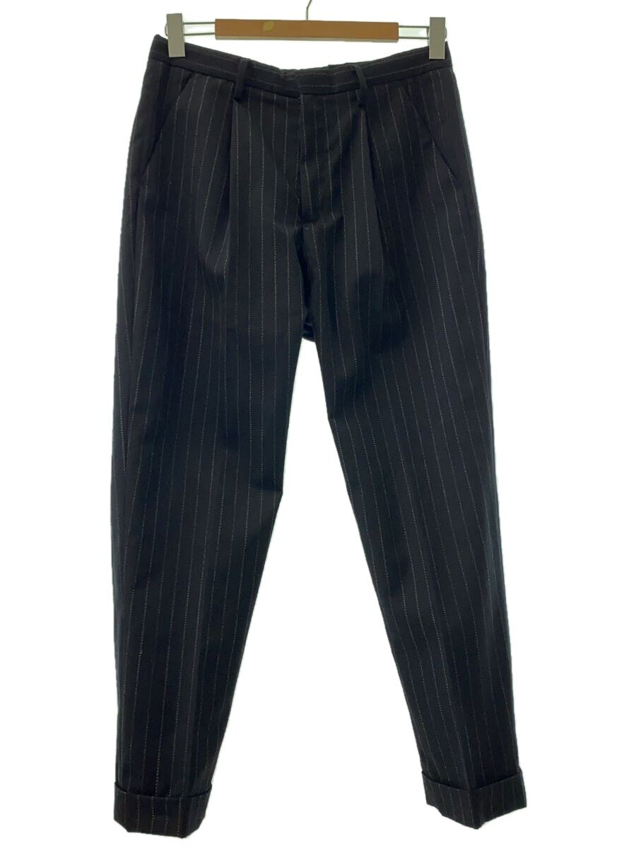 【中古】MINEDENIM◆スラックスズボン下/48/羊毛/BLK/縞模様/2308-7005-97-462【メンズウェア】