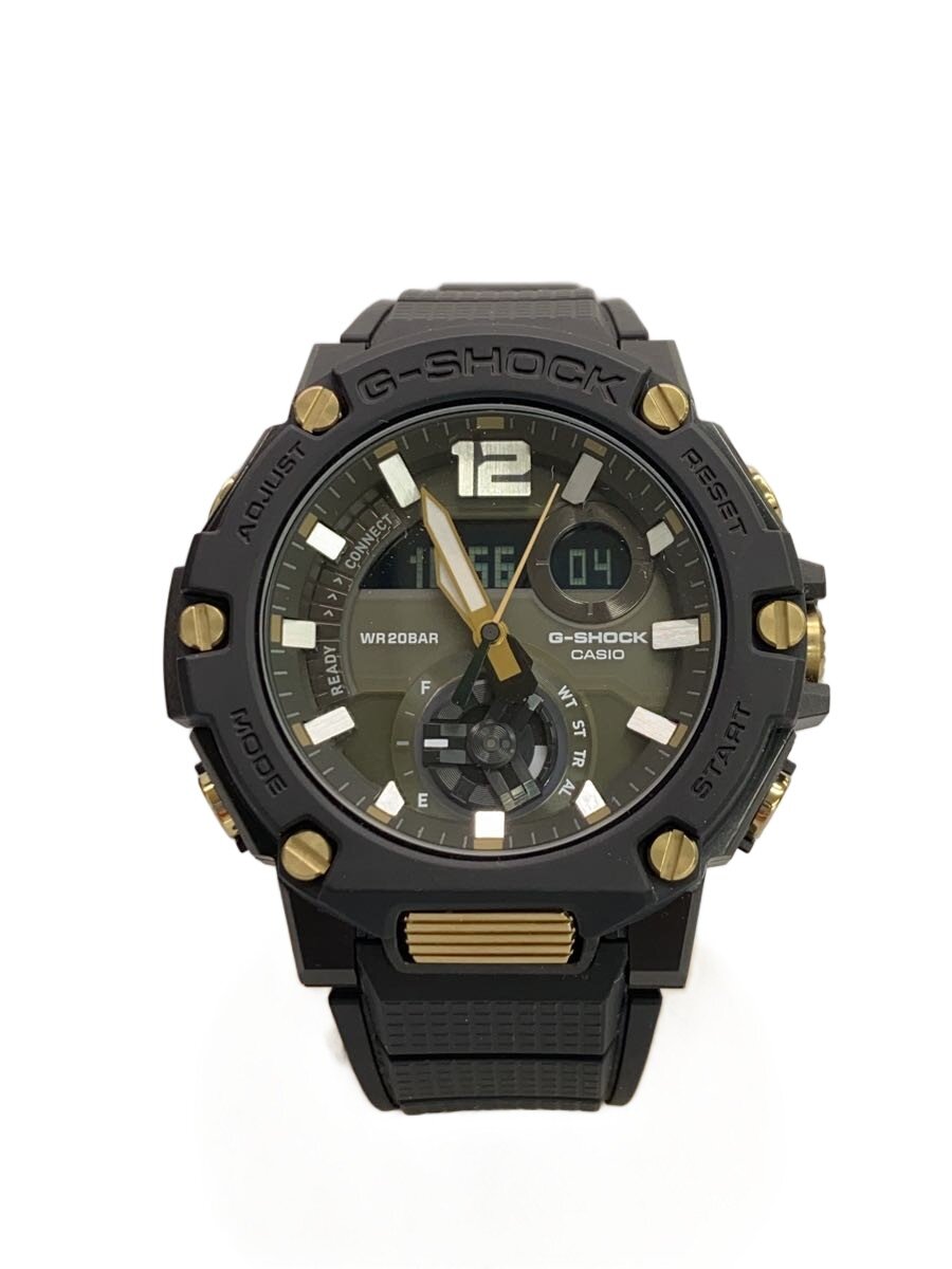 【中古】CASIO◆ソーラーウオッチ_G-SHOCK/デジアナ/天然ゴム/BLK/SS【服飾雑貨他】