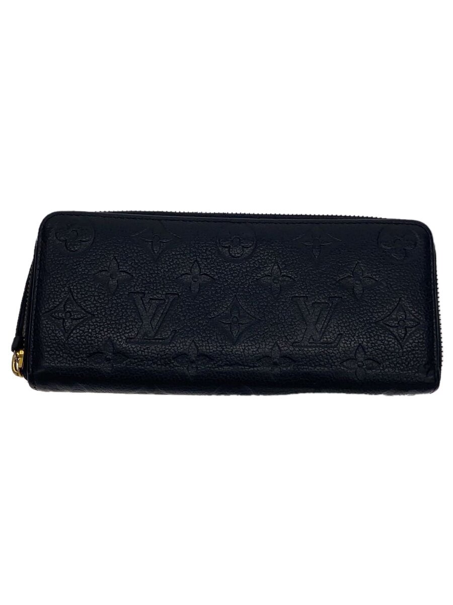 【中古】LOUIS VUITTON◆ポルト・フォイユ・クレマンス_モノグラム・アンプラント_BLK/レザー/BLK/レディース【服飾雑貨他】
