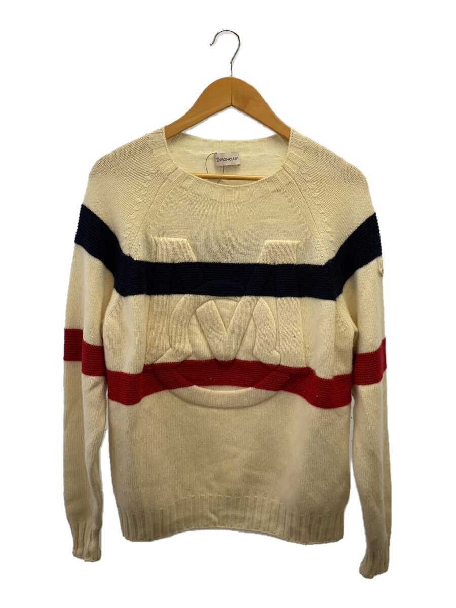 【中古】MONCLER◆編み物・スウェーター(朦々たる)/S/羊毛/CRM/I10919C00001/カシミール混【メンズウェア】