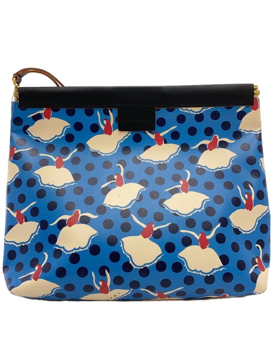【中古】MARNI◆クラッチペダル御徒面子/PVC/BLU【御徒面子】