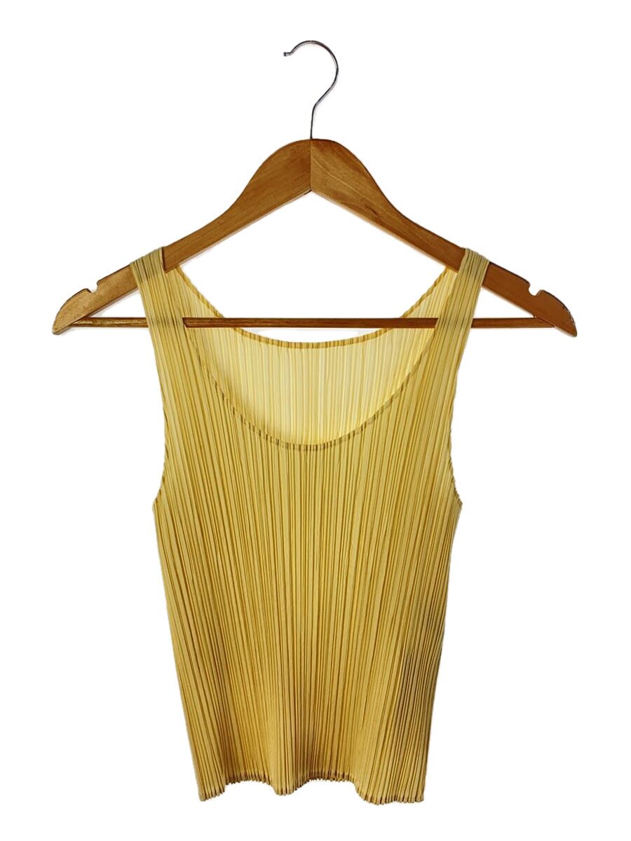 【中古】PLEATS PLEASE ISSEY MIYAKE◆ノースリーブカットソー/FREE/ポリエステル/YLW/PP03-JK101【レディースお召しもの】