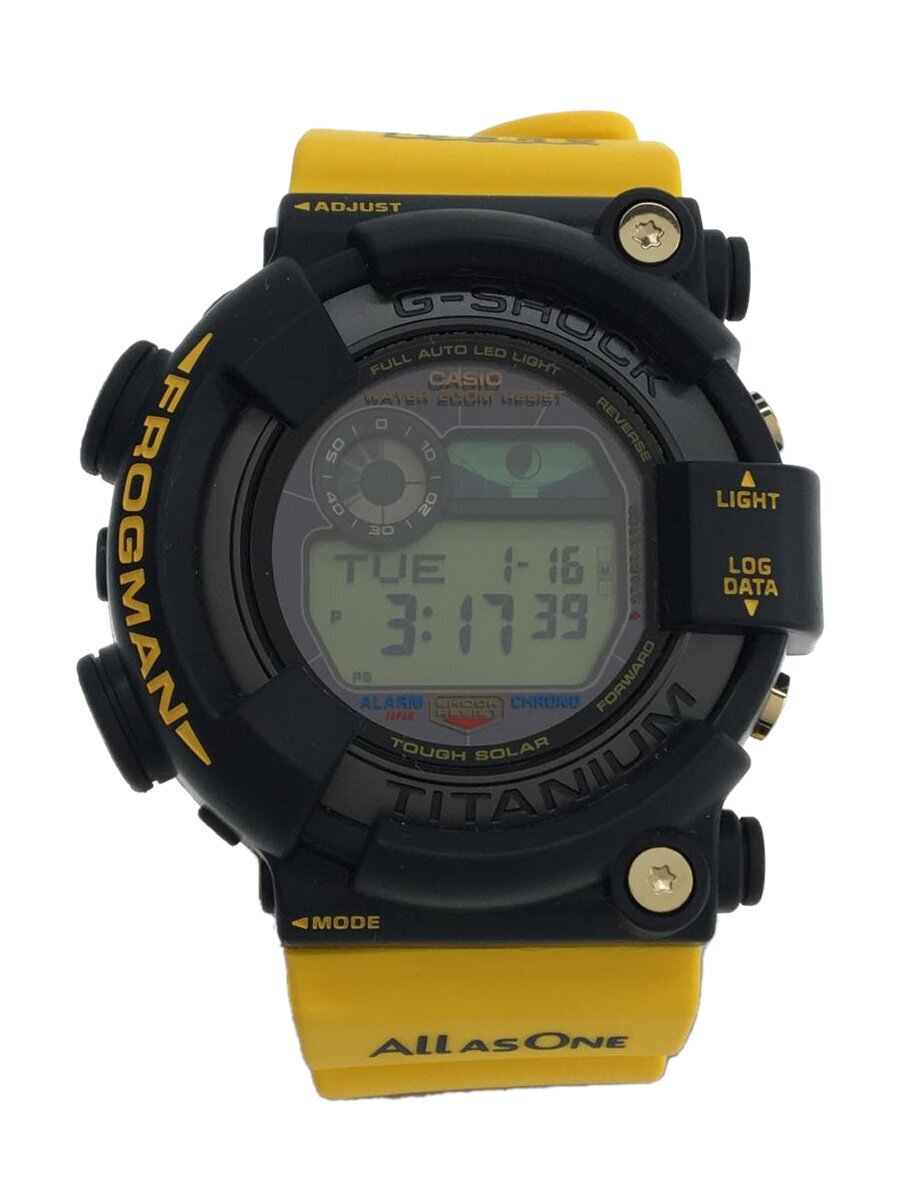 【中古】CASIO◆ソーラーウォッチ_G-SHOCK/デジタル/思われ人/BLK/YLW//【服飾雑貨他】