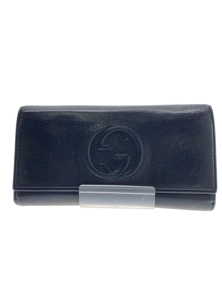 【中古】GUCCI◆長金入れ_ソーホー/なめし革/BLK/レディース【服飾雑貨他】