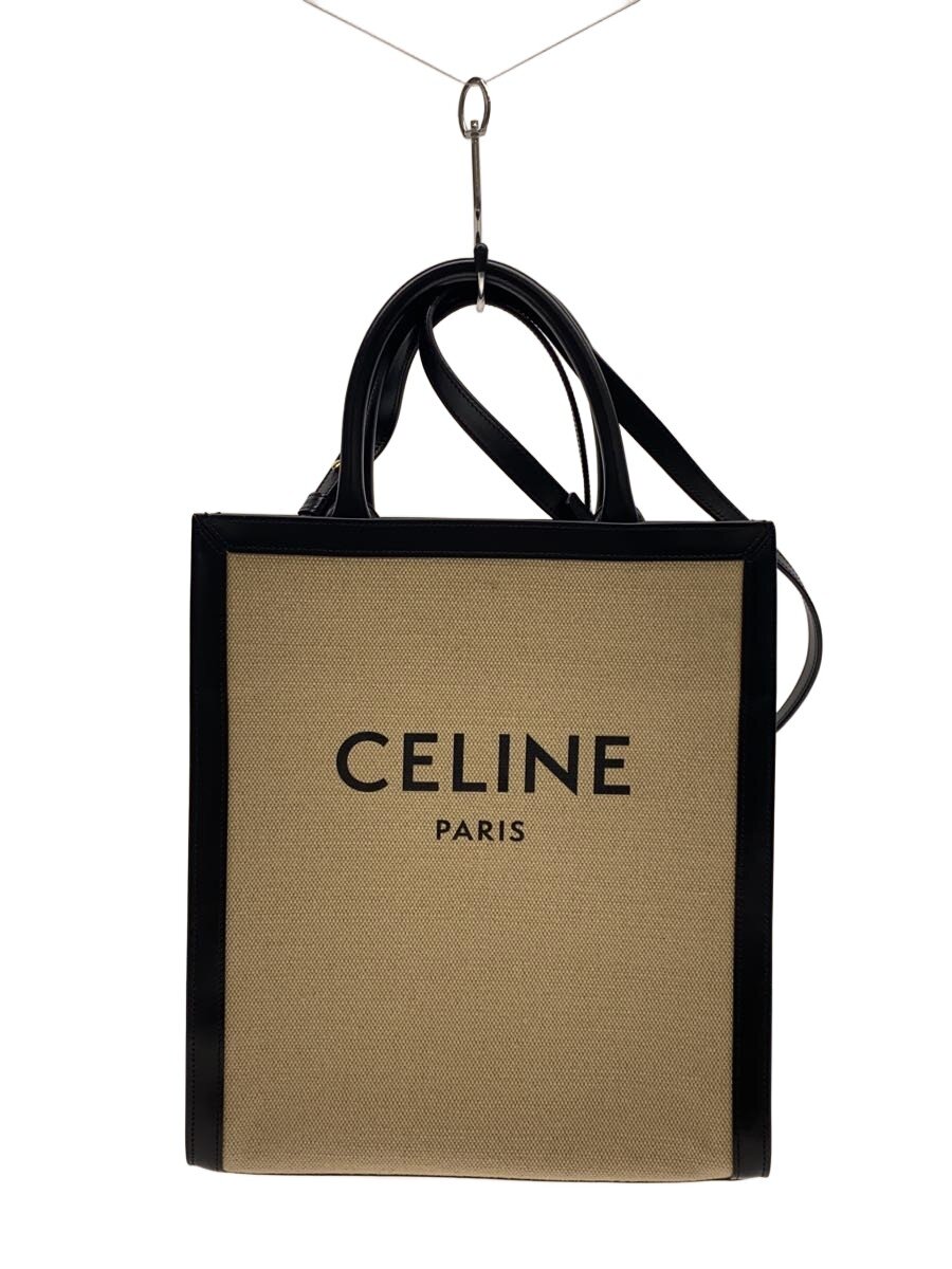 【中古】CELINE◆スモールバーティカル・カバ/汚れた状態有/ショルダーバッグ/帆布/BEG//【御徒面子】