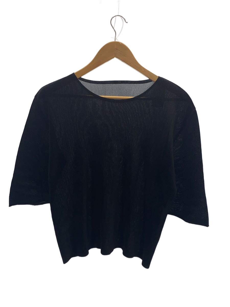 【中古】PLEATS PLEASE ISSEY MIYAKE◆半袖カットソー/--/ポリエステル/BLK【レディース御召しもの】