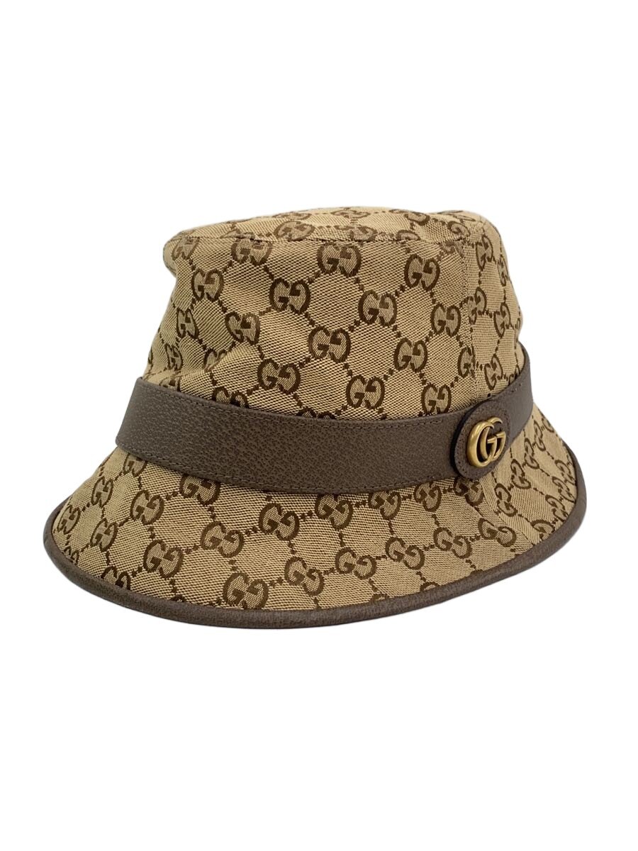 【中古】GUCCI◆フェドラハット/XL/綿織物/BRW/総柄/メンズ/GG柄【服飾雑貨他】