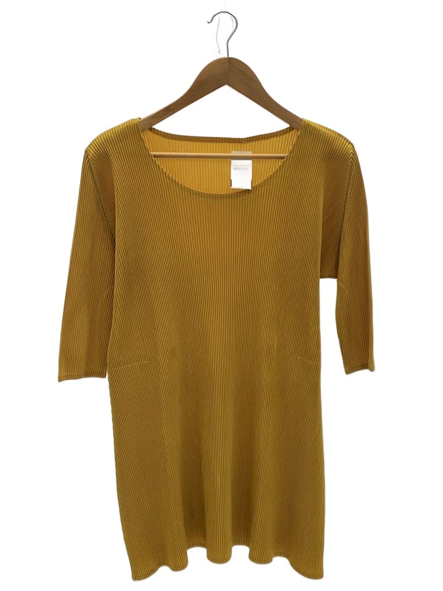 【中古】PLEATS PLEASE ISSEY MIYAKE◆長袖カットソー/--/ポリエステル/YLW【レディース御召しもの】