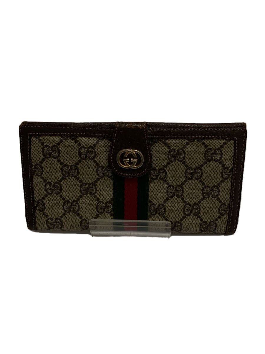 【中古】GUCCI◆70S/シェリー酒伝達ルート/MADE IN ITALY/書き判/長紙入れ/PVC/BEG/総柄/レディース【服飾雑貨他】
