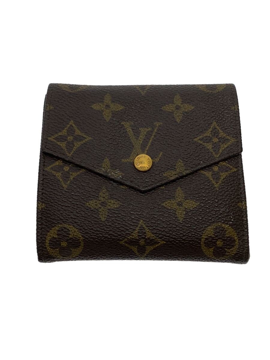 【中古】LOUIS VUITTON◆ポルト・モネ・ビエ・カルト・クレディ_モノグラム・帆布/なめし革/BRW/レディース【服飾雑貨他】