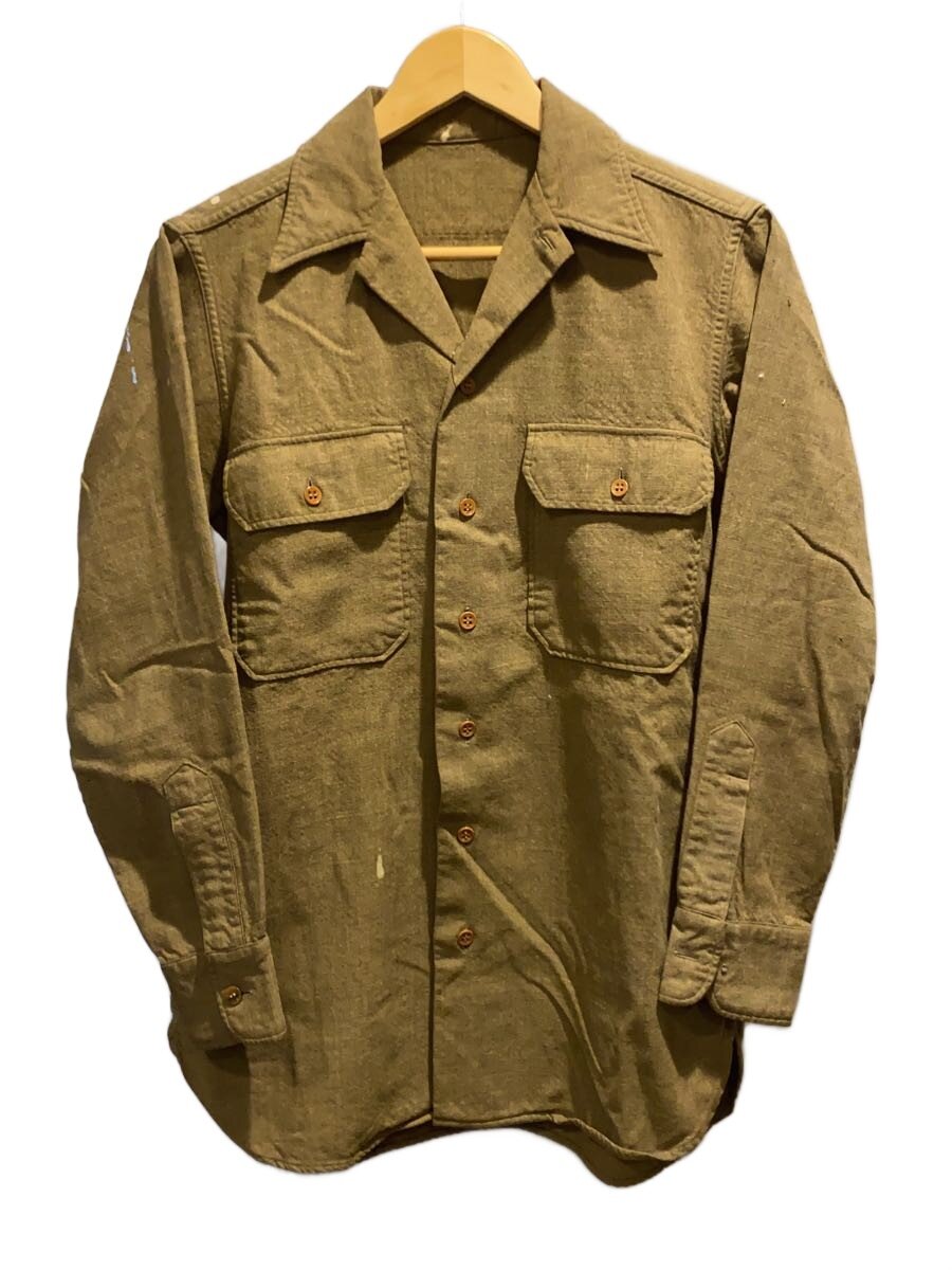 【中古】Vintage/40s/長袖ウールシャツ/実寸Sサイズ程度/カーキ/無地【メンズウェア】｜2ｎｄ STREET 店