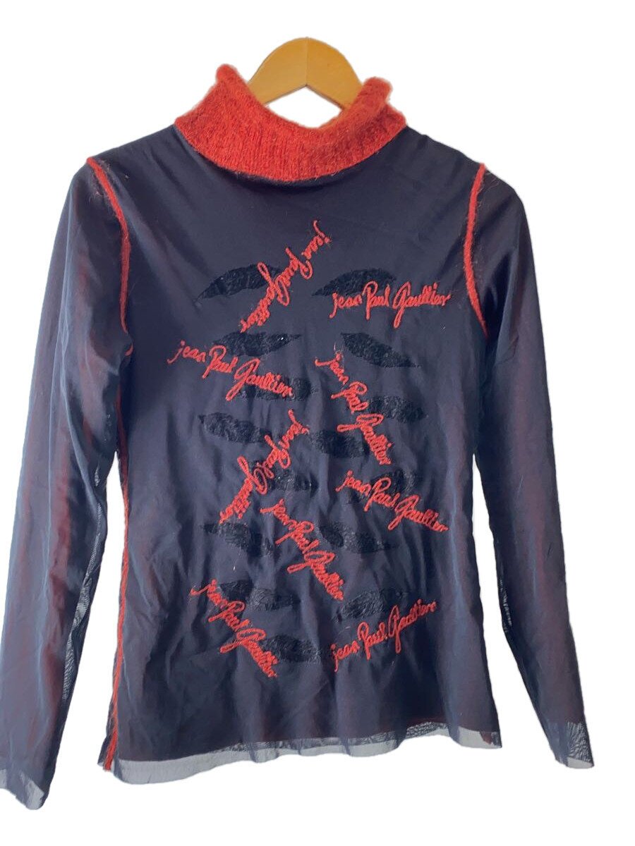 【中古】Jean Paul GAULTIER FEMME◆力強さサイバー空間/レイヤードタートルネックカットソー/40/ナイロン/RED【メンズウェア】