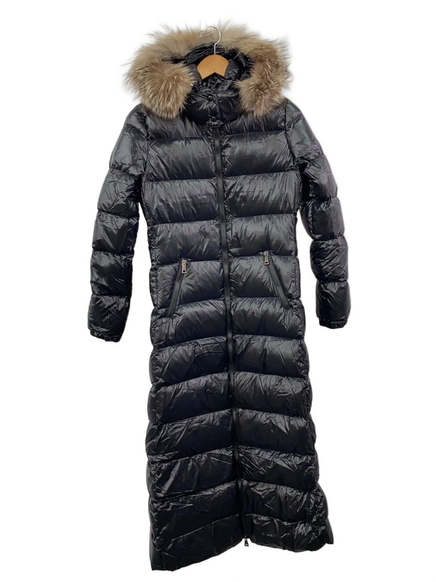 【中古】MONCLER◆ロングダウンジャケット/HUDSON/ハドソン/1/ナイロン/BLK/E20934984525【レディース御召しもの】