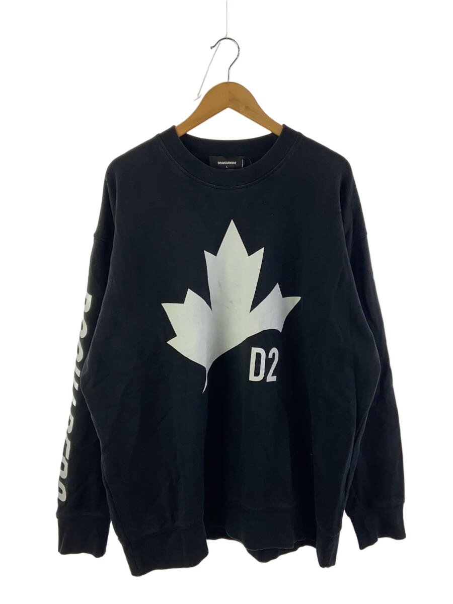 【中古】DSQUARED2◆D2 LEAF CREWNECK SWEATSHIRT/S/綿織物/BLK/S74GU0490 S25030【メンズウェア】