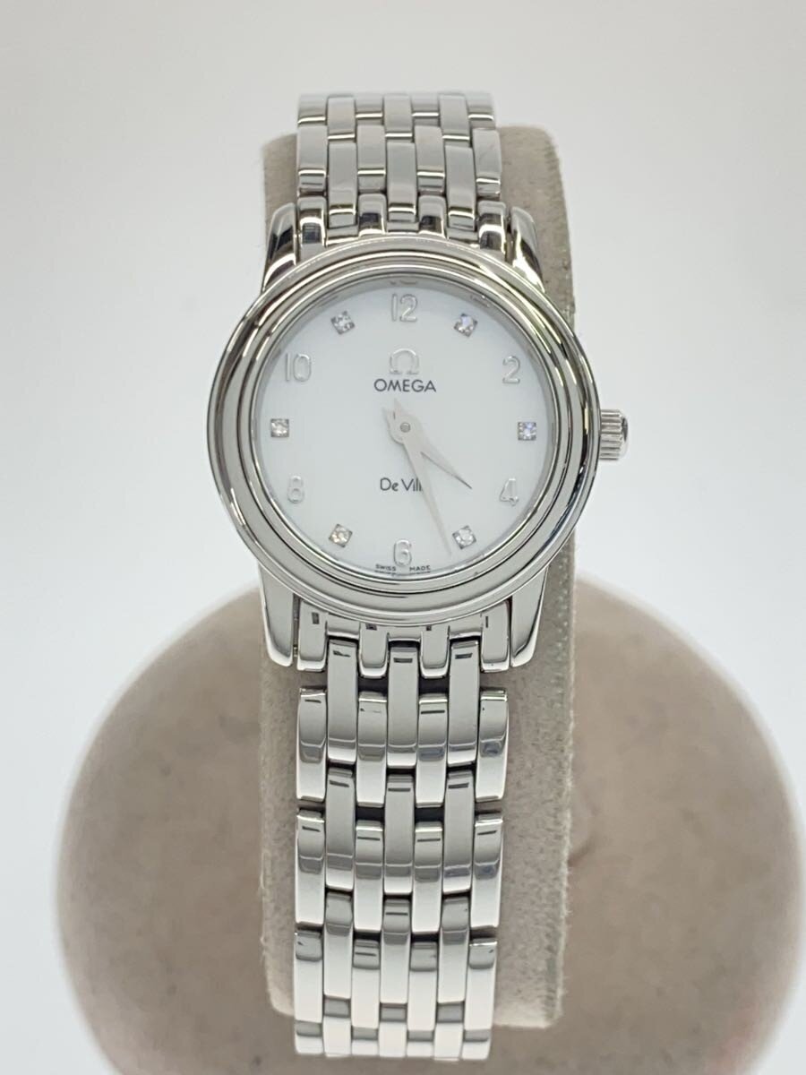 【中古】OMEGA◆石英ウオッチ/デ営造物/アナログ/ステンレス鋼/WHT/SLV/4570.75【服飾雑貨他】