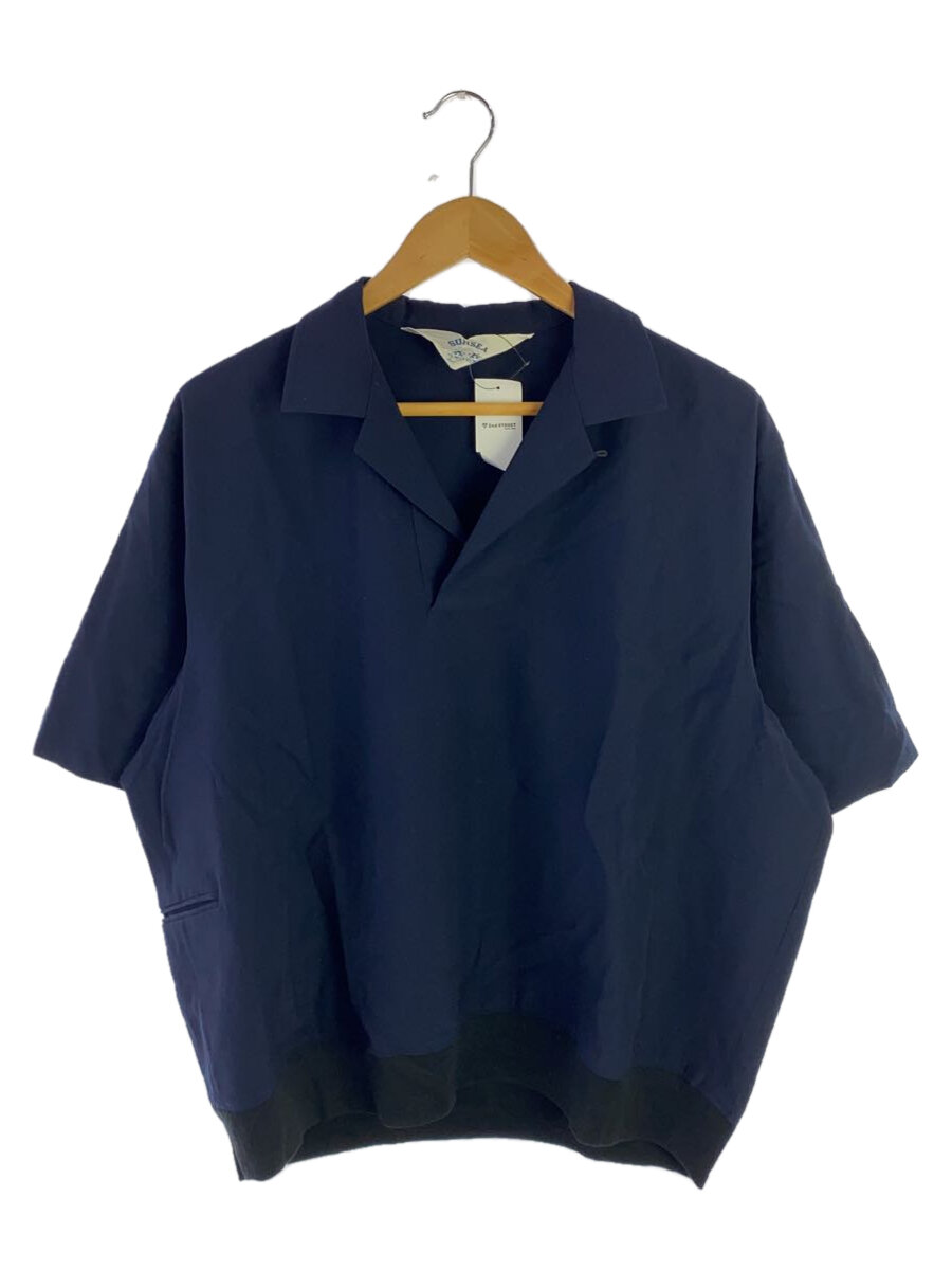 【中古】SUNSEA◆ナイスマテリアルブルーポロシャツ/3/羊毛/NVY/19S17//【メンズウェア】
