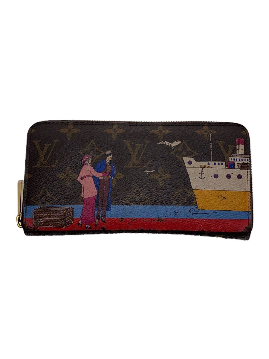 【中古】LOUIS VUITTON◆ジッピー・ウォレット_モノグラム・イリュストレ_BRW/PVC/BRW/レディース【服飾雑貨他】