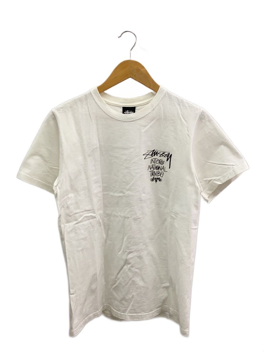 【中古】STUSSY◆INTER-NATIONAL TRIBE/首元汚れた状態有/ティーシャツ/S/綿織物/WHT【メンズウェア】