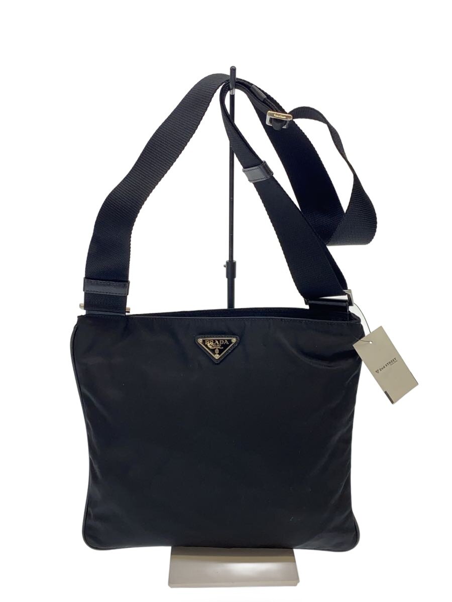 【中古】PRADA◆ショルダーバッグ/ナイロン/BLK/無地/VA0340【御徒面子】