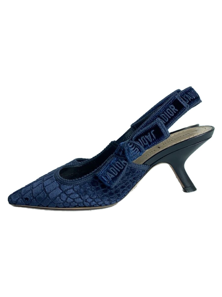 【中古】Christian Dior◆パンプス/34.5/NVY/JAdior/スリングバックパンプス/天鵞絨/ディオール【シューズ】