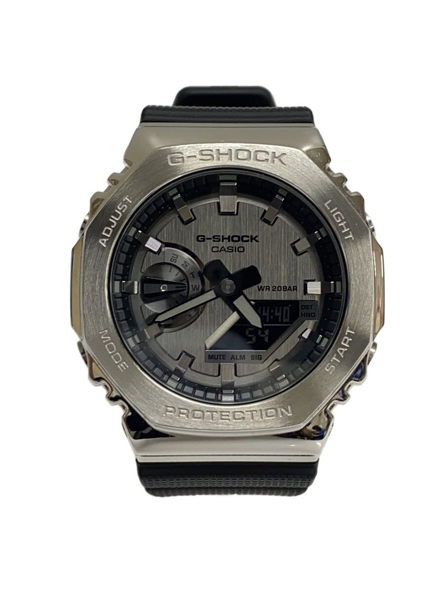 【中古】CASIO◆石英ウオッチ_G-SHOCK/デジアナ/天然ゴム/SLV/BLK【服飾雑貨他】