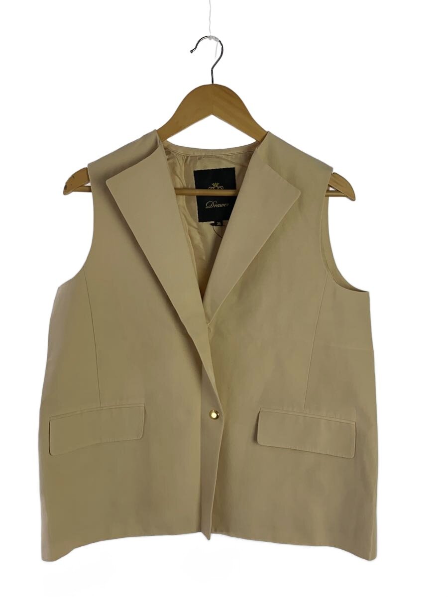 【中古】DRAWER◆PRE1 Cotton Silk Twill Gilet/36/コットン/BEG/6522-234-0872【レディースウェア】｜2ｎｄ STREET 店