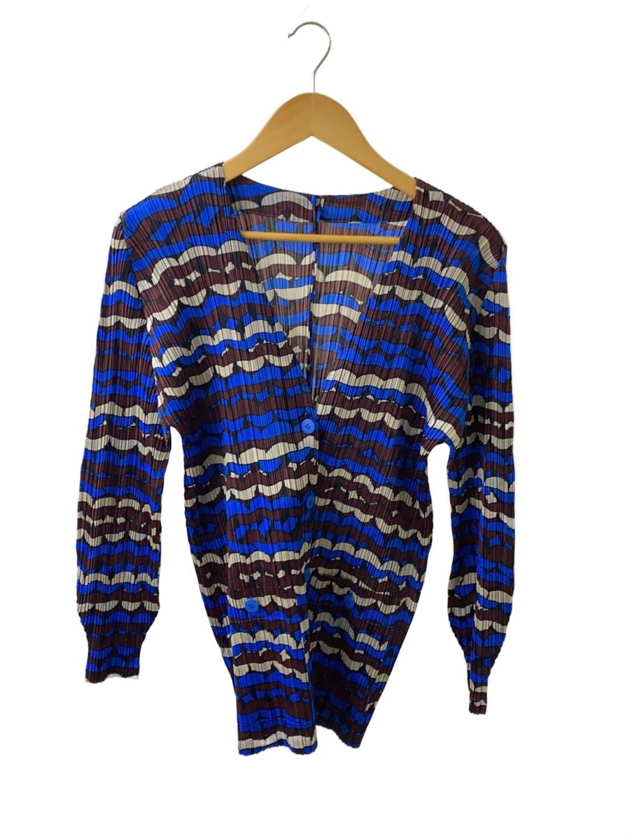 【中古】PLEATS PLEASE ISSEY MIYAKE◆長袖トップ/4/ポリエステル/マルチ色つや/総柄/PP23-JO766【レディース御召しもの】