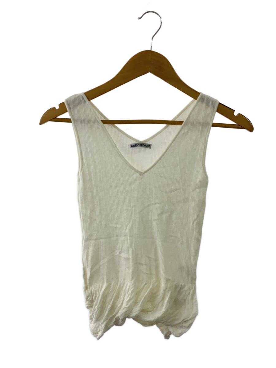 【中古】ISSEY MIYAKE◆ニットリブキャミソール・タンクトップ/2/コットン/WHT/IM61KN016//【レディースウェア】|2nd STREET 店