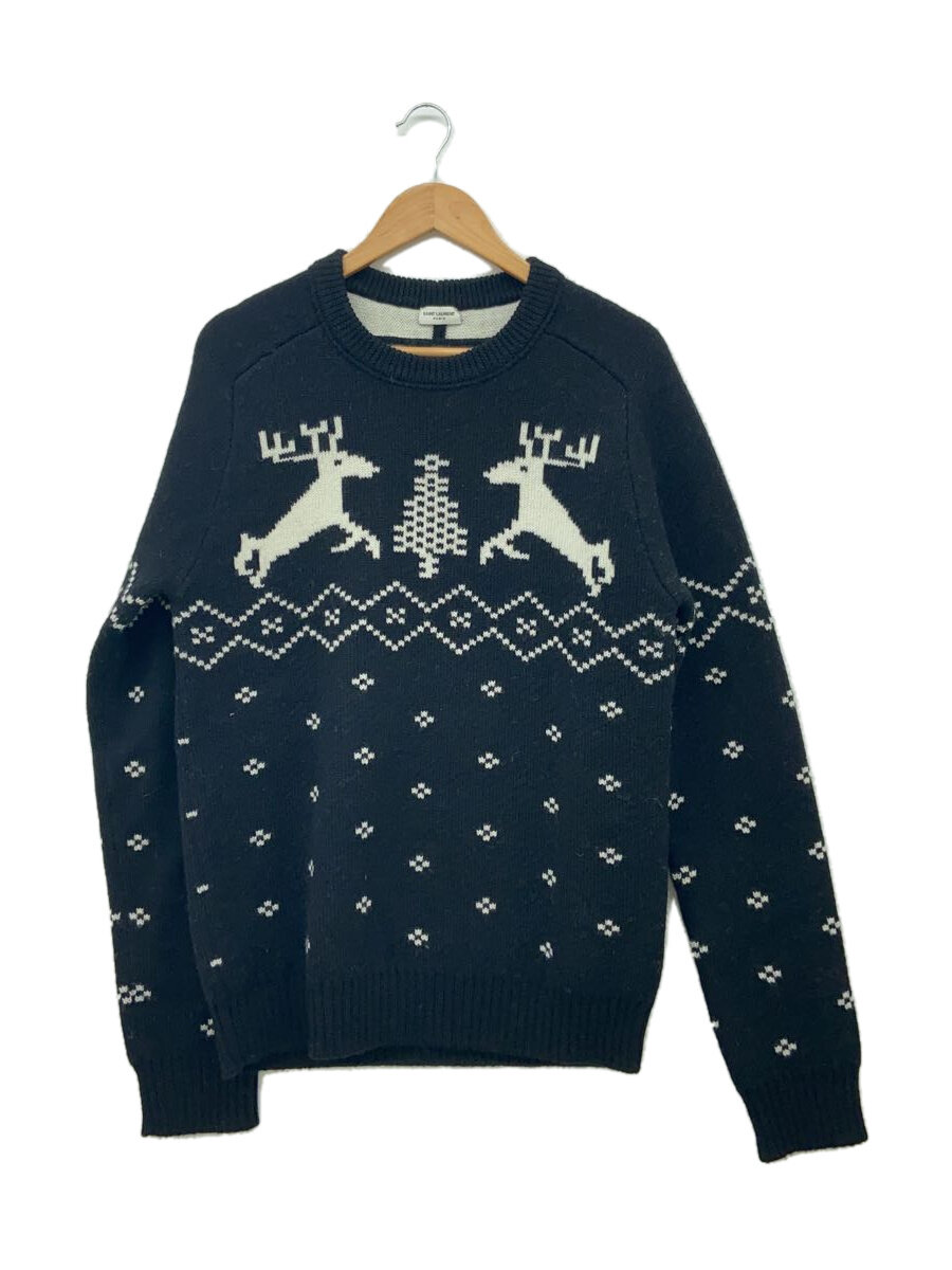 【中古】SAINT LAURENT◆UGLY SWEATER/スウェーター/XL/羊毛/BLK/694838//【メンズウェア】