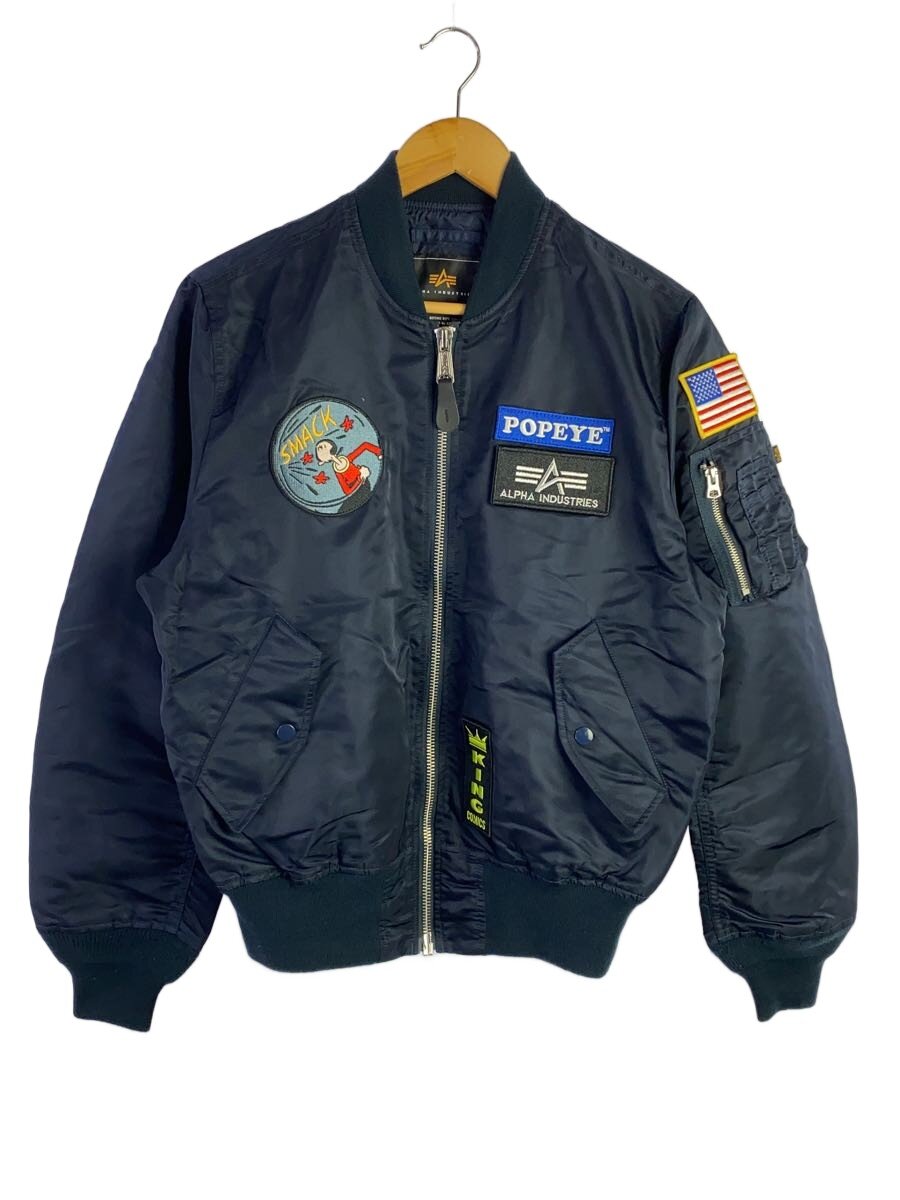 【中古】ALPHA INDUSTRIES◆POPEYE/フライトジャケット/S/ナイロン/NVY/TA0482-067【メンズウェア】|2nd STREET 店