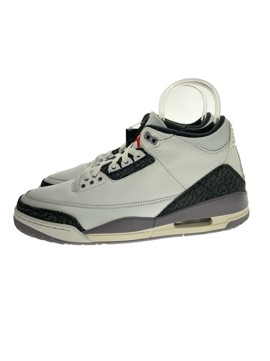 【中古】NIKE◆AIR JORDAN 3 RETRO_エアジョーダン 3 レトロ/29珊/WHT/なめし革【シューズ】