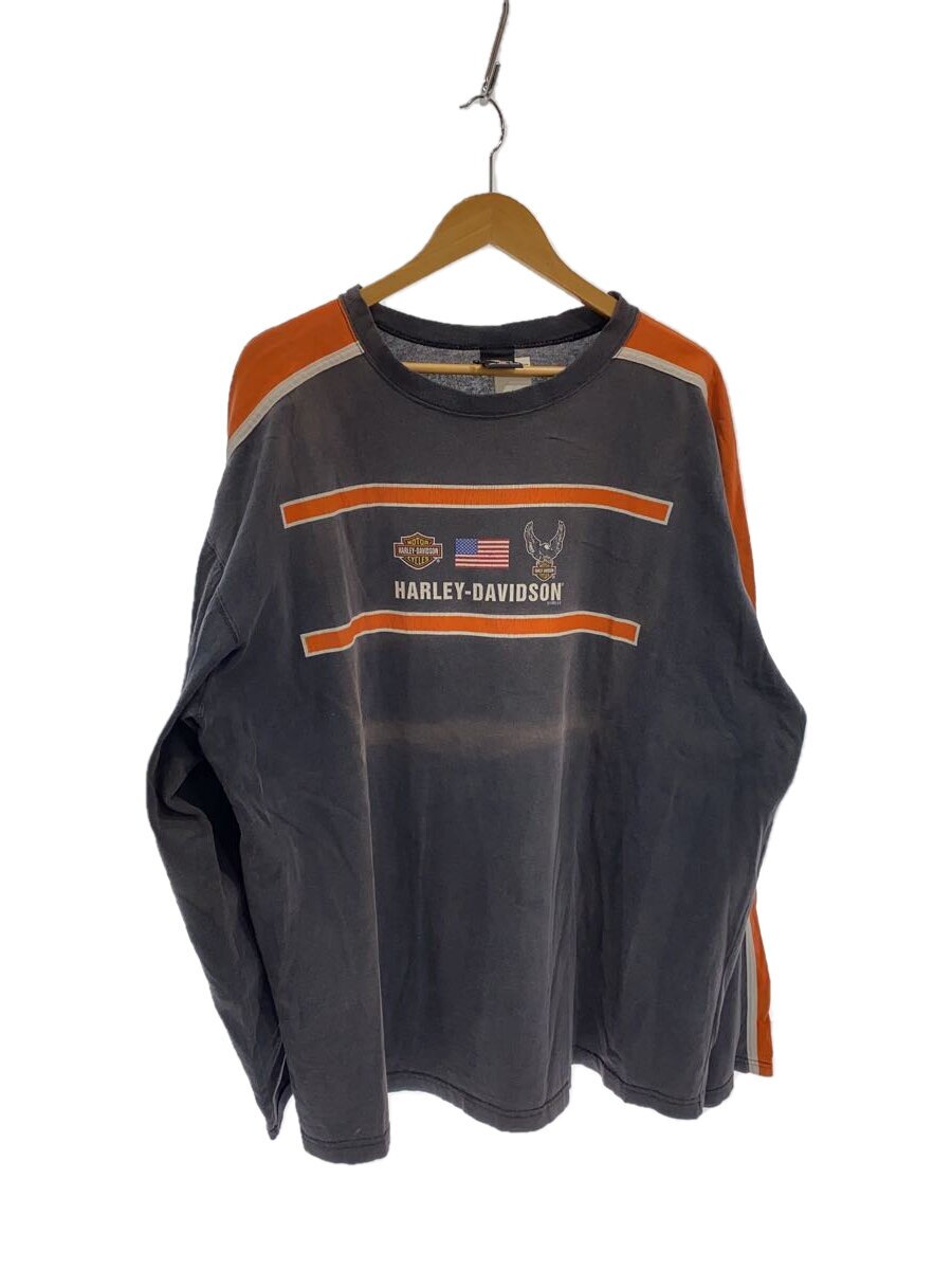 【中古】HARLEY DAVIDSON◆長袖ティーシャツ/XXL/綿織物/薄墨色/90s/USA製/? NULL ?【メンズウェア】