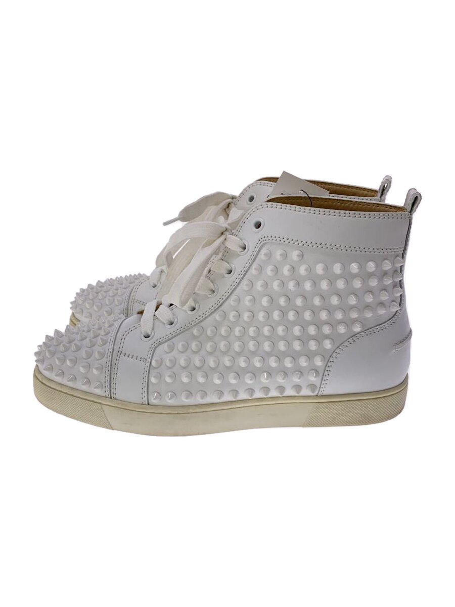 【中古】Christian Louboutin◆LOUIS FLAT CALF/ハイカットスニーカー/37/白いこと/なめし革/1101083【シューズ】