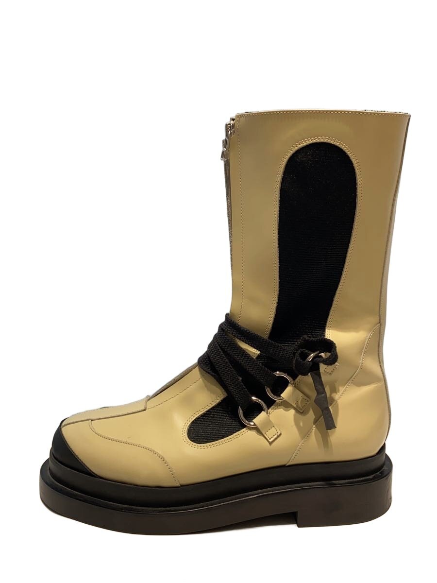 【中古】FUMIKA UCHIDA◆キズ有/SEMI-PATENT ZIP-UP BOOTS/ブーツ/38/IVO/FU-M-GD001【シューズ】