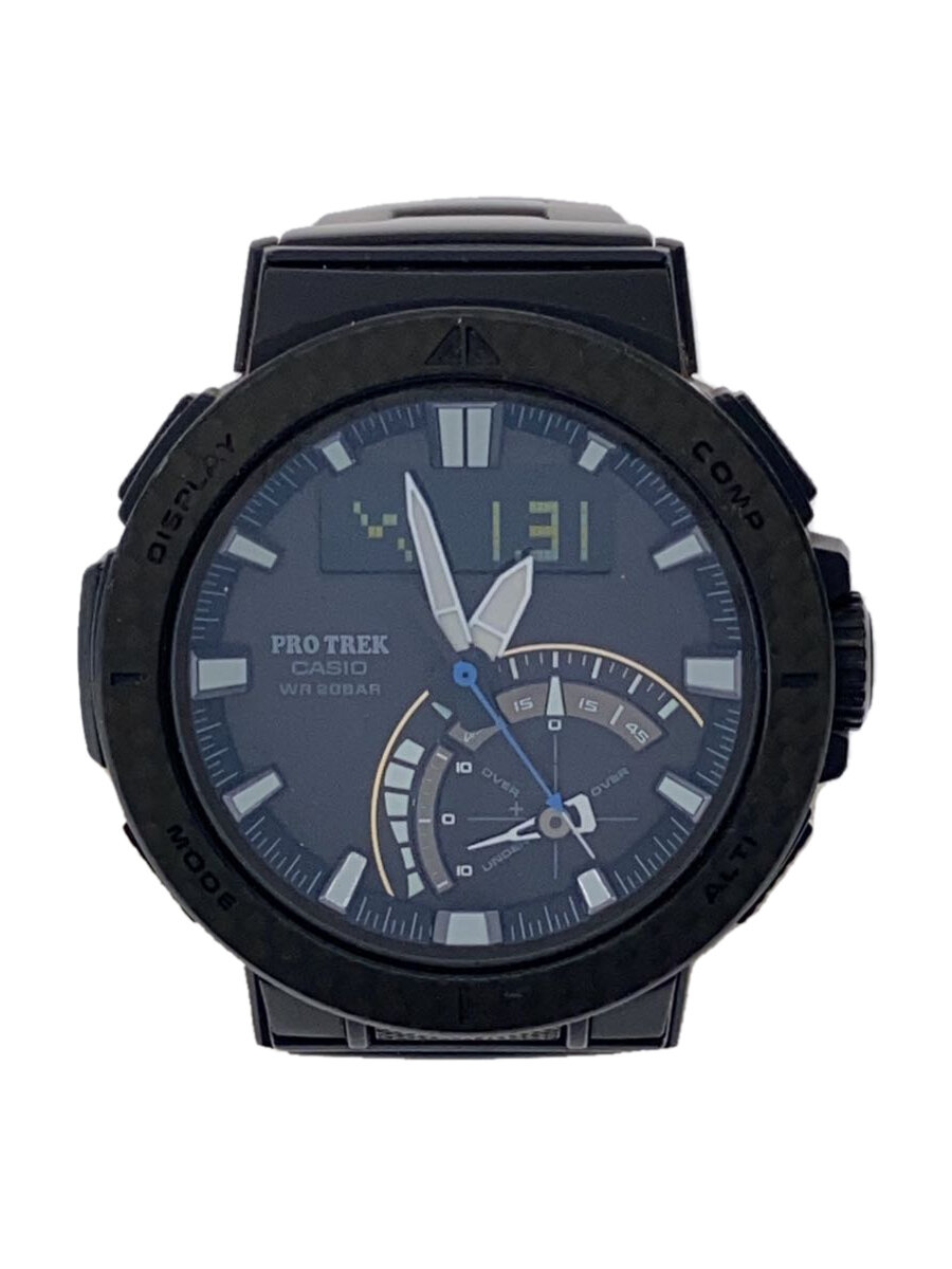 【中古】CASIO◆protrek/プロトレックANGLER LINE/三尺帯当て嵌める感/チタン三尺帯/BLK/PRW-73XT【服飾雑貨他】