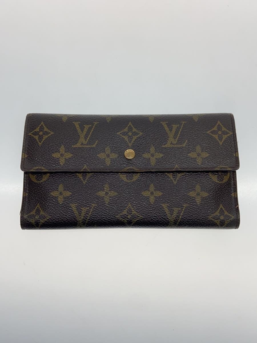【中古】LOUIS VUITTON◆ポルト・トレゾール・インターナショナル_モノグラム・キャンバス_BRW/PVC/BRW/レディース【服飾雑貨他】