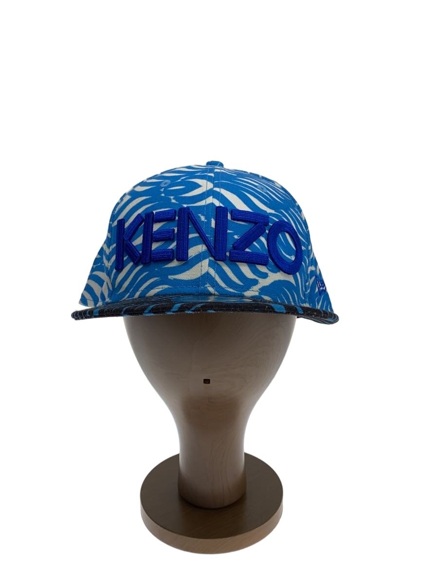 【中古】KENZO◆鳥打ち帽/7 5/8/ポリエステル/BLU/総柄/メンズ【服飾雑貨他】