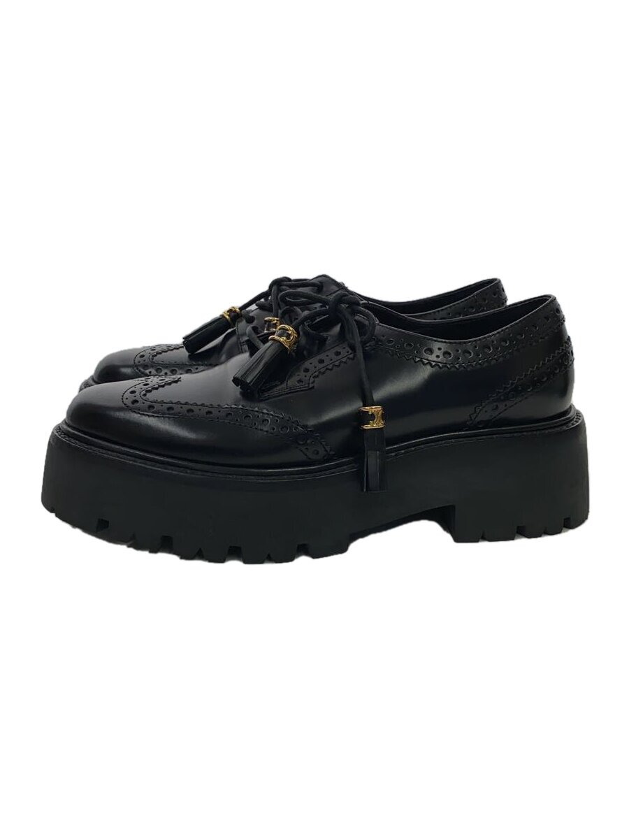 【中古】CELINE◆バルキーブローグダービー/お召しものシューズ/38/BLK/黒/なめし革//【シューズ】