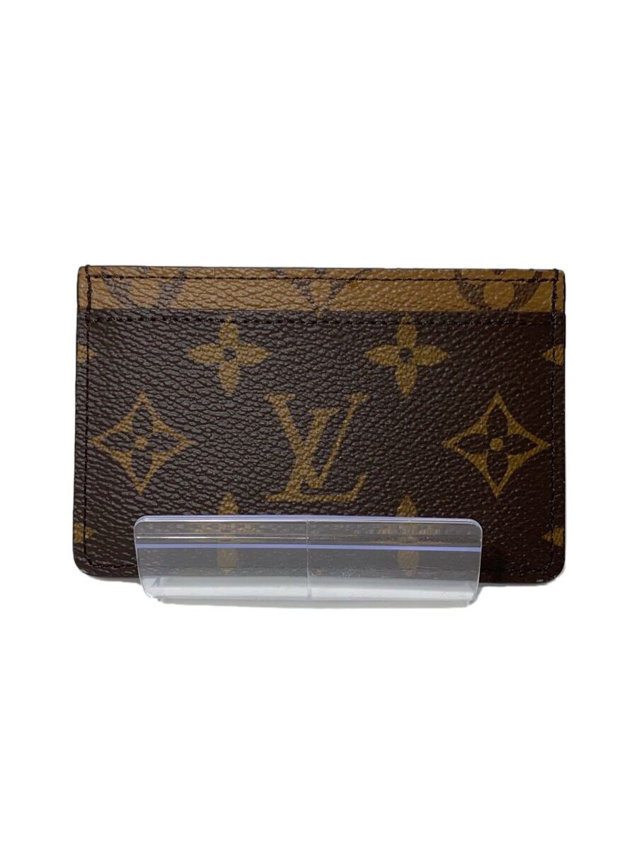 【中古】LOUIS VUITTON◆ポルト・カルト・サーンプル_モノグラム・リバース_BRW/なめし革/BRW/総柄/レディース【服飾雑貨他】