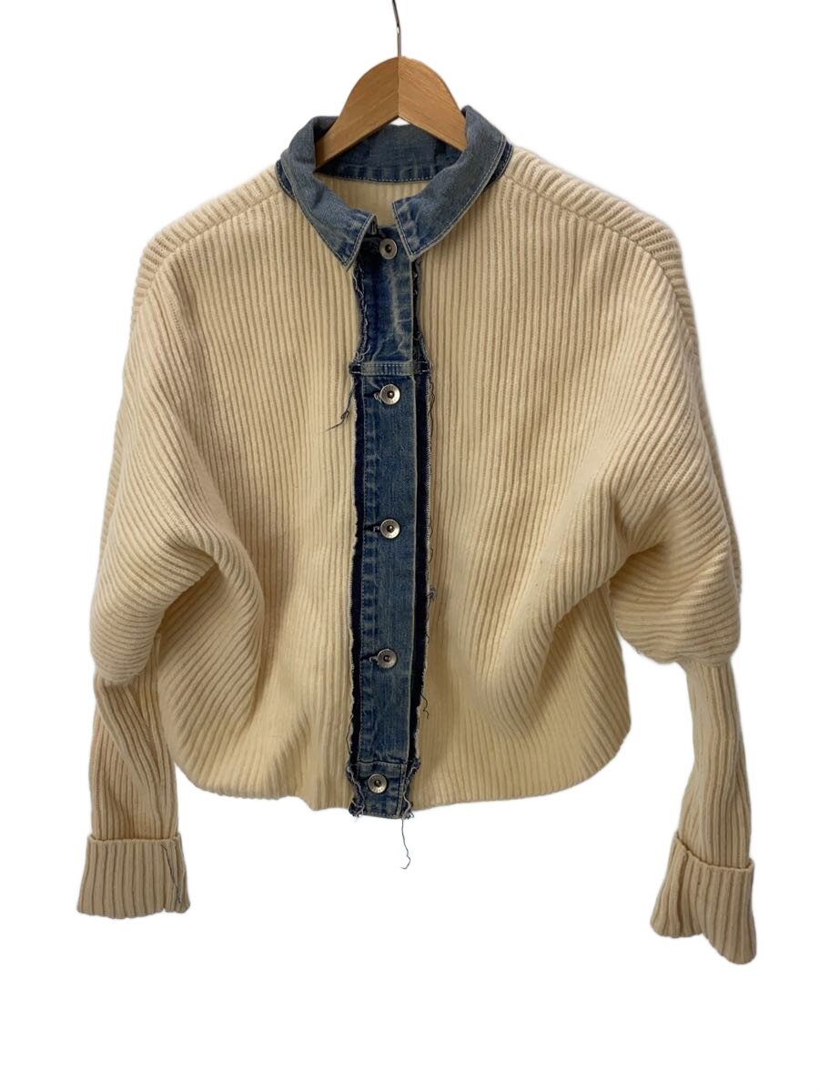 【中古】sacai◆20AW DENIM SCジーンズうつり変わり衿うしろ側名取り草/編み物・プルオーバー(朦々たる)/1/羊毛/IDG/20【レディース御召しもの】