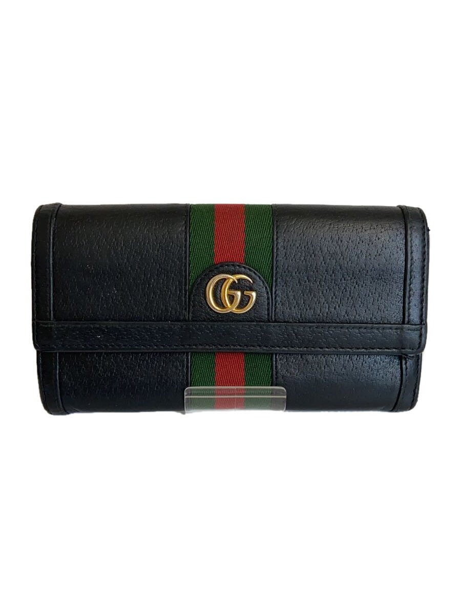 【中古】GUCCI◆コンチネンタル・ウォレット_オフィディア_ウェッブ/なめし革/BLK/メンズ//【服飾雑貨他】