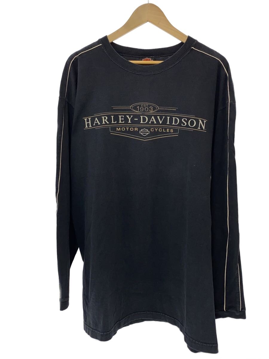 【中古】HARLEY DAVIDSON◆長袖プルオーバー/L/綿織物/BLK/刷り上げる/JACKSON/2005年【メンズウェア】