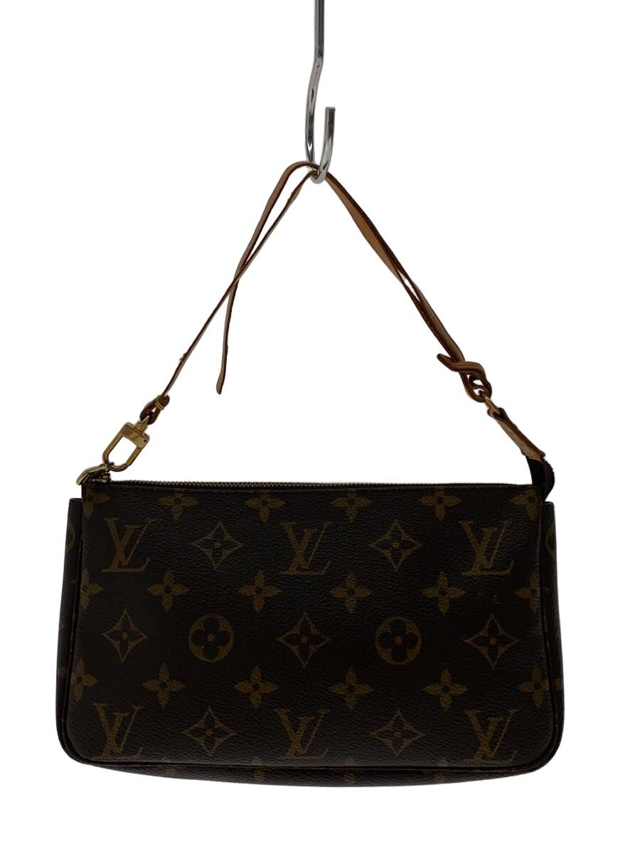 【中古】LOUIS VUITTON◆1)ポシェット・アクセソワール_モノグラム・帆布/PVC/BRW/総柄【御徒面子】