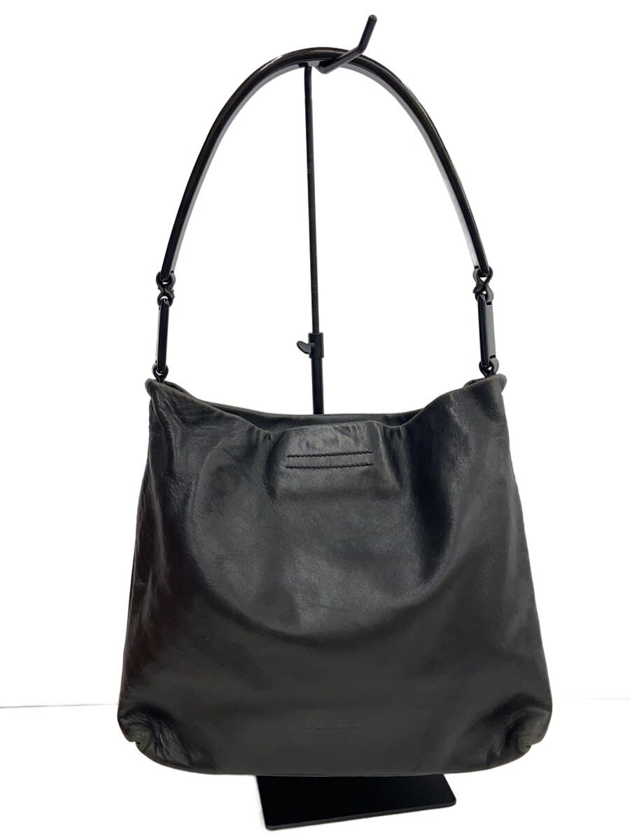 【中古】PRADA◆プラダ/1998aw/可塑性物質肩先/子ヒツジなめし革/ショルダーバッグ/なめし革/BLK【御徒面子】