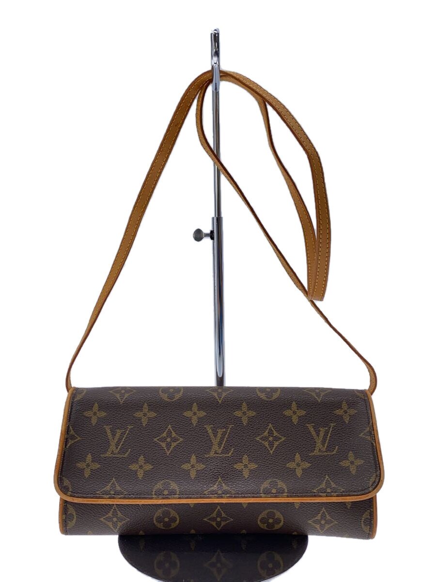 【中古】LOUIS VUITTON◆ポシェット・ツインPM_モノグラム・帆布_BRW/PVC/BRW//【御徒面子】